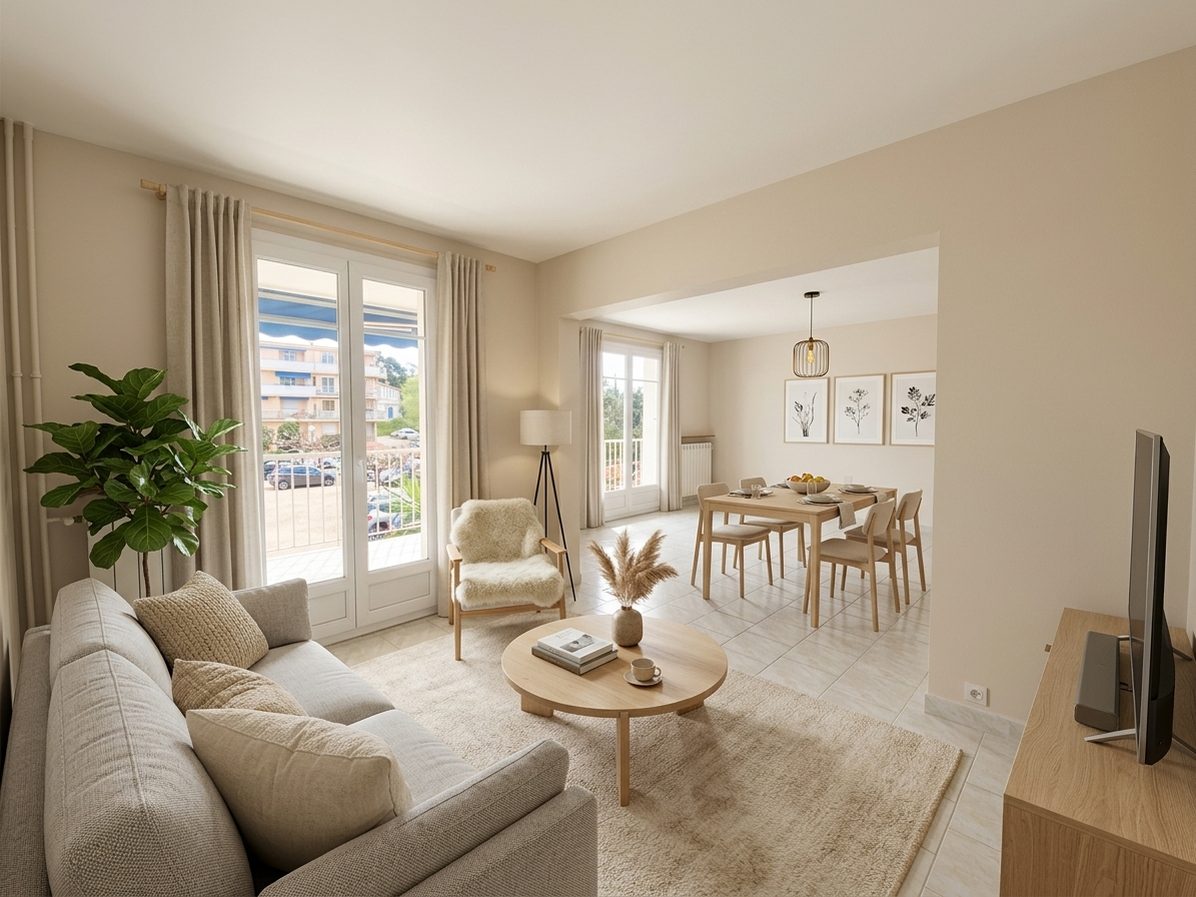 The same bedroom furnished by AI